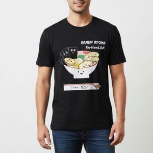 Gildan Men's Black Ramen Graphic Crewneck Short Sleeve T-Shirt Size Medium 🐈